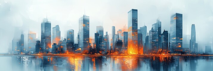 Fototapeta premium Modern abstract painting of the city skyline