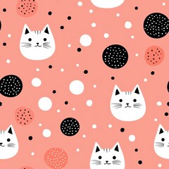 Playful Seamless Pattern Featuring Adorable Cats in High Fidelity