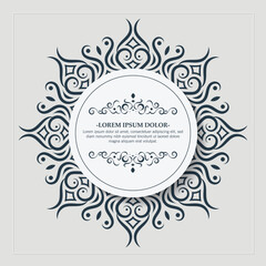 Flat Calligraphy circle ornament frame line