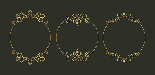 Set of gold decorative frame design background