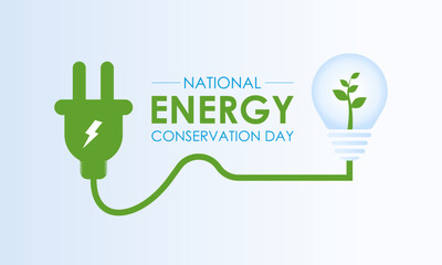 National Energy Conservation Day Vector illustration. Light bulb hands  with green leaf icon. It focuses on bringing awareness to global warming and promoting efforts to combat it. EPS 10.