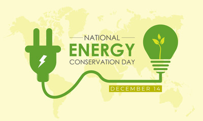 National Energy Conservation Day Vector illustration. Light bulb hands  with green leaf icon. It focuses on bringing awareness to global warming and promoting efforts to combat it. EPS 10.