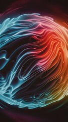 Obraz premium Dynamic fluid gradient techno sphere. Mesmerizing 3D effect sphere pulsating with vibrant colors, blending light and shadows for captivating and futuristic visual spectacle