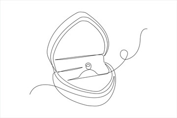 Continuous one line art drawing of wedding ring and ring box design. Minimalist vector illustration

