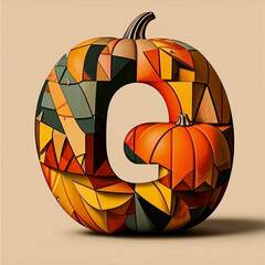Letter G in the form of a pumpkin. 3D illustration.
