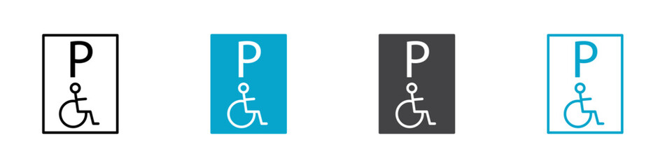 special parking icon Flat graphics set collection