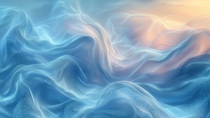Obraz premium Ethereal Flow of Soft Blue Waves in Gentle Light