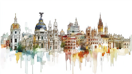 Madrid on White Background