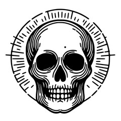 Skull silhouette in circle