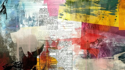 Obraz premium Abstract Backdrop Featuring Newspaper Clipping Collage