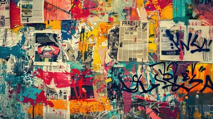 Fototapeta premium Abstract Backdrop Featuring Newspaper Clipping Collage