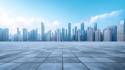 Cityscape View with Empty Square