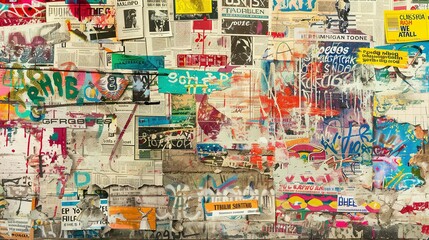 Naklejka premium Vibrant Grunge Background With Graffiti Elements
