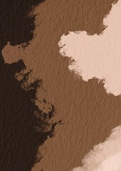 Abstract brown chocolate and milk cream color brush stroke painting on paper background for decoration on Chocolate sweet, coffee, rustic and crafted concept.