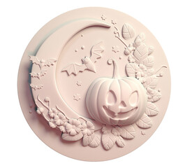 Coloring of Halloween decorations on a white background 3d-rendering
