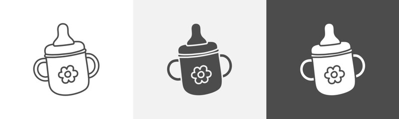 baby feeder icon Flat art in outline set