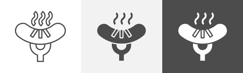 barbeque icon Flat art in outline set