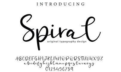 Spiral Font Stylish brush painted an uppercase vector letters, alphabet, typeface