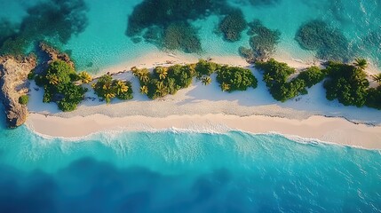 Aerial view of a tropical island paradise.