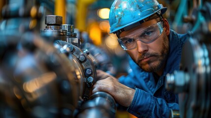 Close-up of Engineer in Industrial Setting