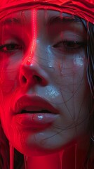 Dripping Red: A Close-Up Portrait of a Woman