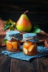 Fresh homemade pear jam with pear fruit