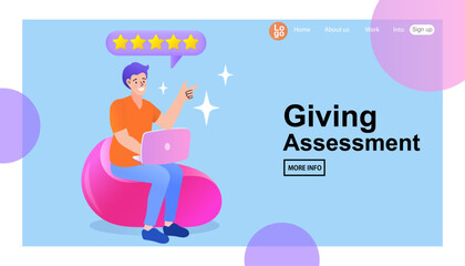 People Giving Five Star Feedback. Customer reviews concept. 