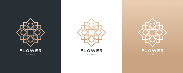 Simple and elegant floral monogram design template, elegant line art logo design, vector illustration