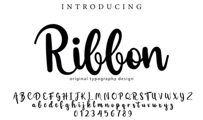 Ribbon Font Stylish brush painted an uppercase vector letters, alphabet, typeface