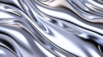 metallic fabric draped in soft folds, shimmering with a silver sheen. 