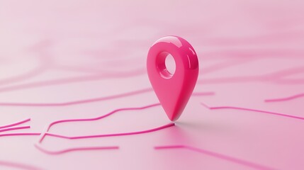 A vibrant pink-colored navigation icon, representing direction, location, or travel. The clean and simple design is ideal for apps, digital platforms, or websites focusing on maps, navigation, 