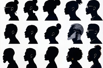 silhouette portraits of influential Black historical figures arranged in collage