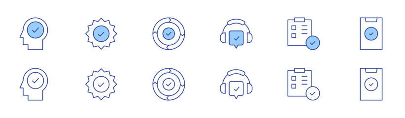 Checkmark icon set in two styles, Duotone and Thin Line style. Editable stroke. motivation, survey, checklist, success, verify, renew