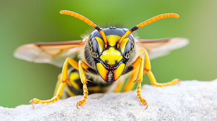 Close-up of Yellow and Black Striped Wasp