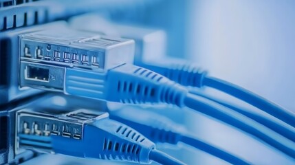 Intricate wiring and connectivity, a closeup view of network cable closeup