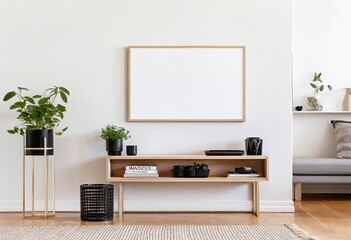 Modern Scandinavian Home Interior. Made with Generative AI Technology