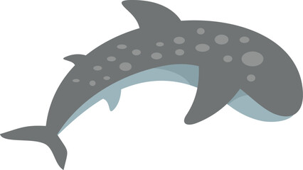 Simple cartoon illustration of a whale shark swimming underwater with its fins spread