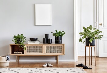 Modern Scandinavian Home Interior. Made with Generative AI Technology