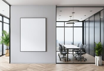 Shared Office Space Featuring Blank Billboard. Made with Generative AI Technology