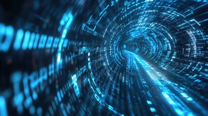 Futuristic Digital Data Tunnel