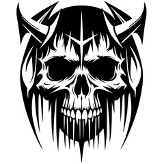 Skull silhouette heavy metal decoration vector design
