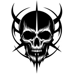Obraz premium Skull silhouette heavy metal decoration vector design