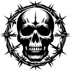 Skull silhouette heavy metal decoration vector design
