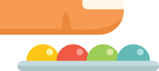 Human finger pressing colorful buttons on an interactive panel, concept of modern technology and user interface