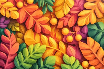 Vibrant orange rowan berries glistening after rainfall in autumn, Vibrant orange rowan berries glistening after rain in fall