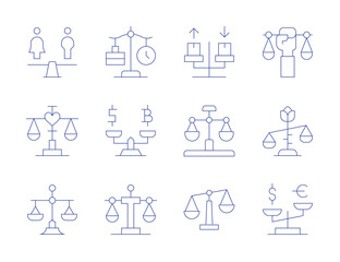 Balance icons. Thin Line style, editable stroke. balance in technology, user experience, interface design, functionality, accessibility