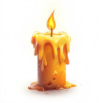 recommend clip art: Isolated burning candle with yellow flame on black background