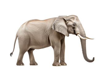 Fototapeta premium Side View Of An African Elephant Isolated On Transparent Background