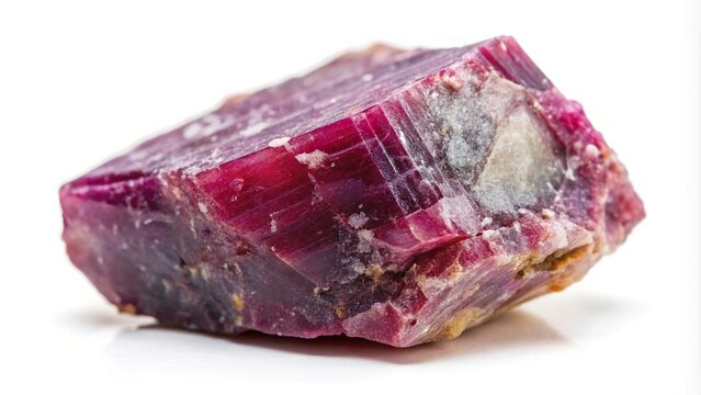 Mineral corundum on white background with shallow depth of field