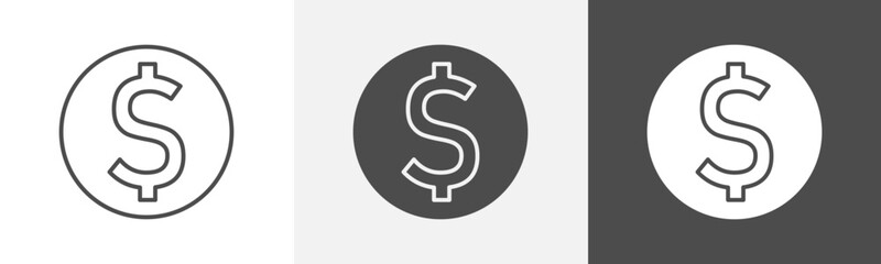 dollar icon Design in thin line vector style